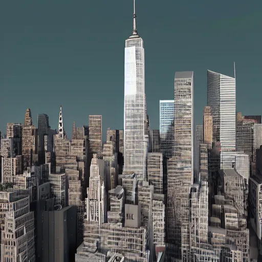 Image similar to miniature 3 d model of new york city skyline, 3 d render, octane render