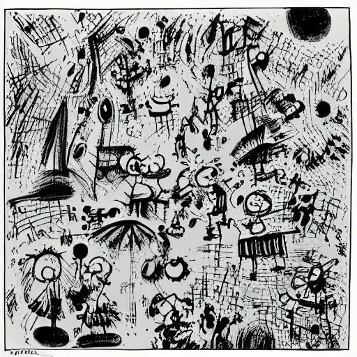 Prompt: The Anticipation of Surprise, isometric, by Charles M. Schulz, Roberto Matta