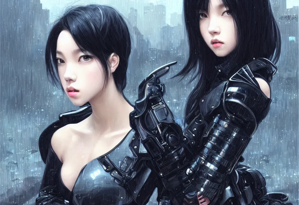 Prompt: portrait lisa blackpink + black hair of futuristic female police, black armored uniform, at futuristic colorpunk tokyo rainy night, ssci - fi and fantasy, intricate and very very very beautiful, highly detailed, digital painting, artstation, concept art, smooth and sharp focus, illustration, art by tian zi and wlop and alphonse mucha