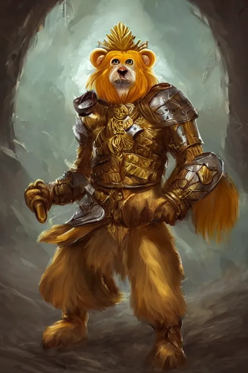 Image similar to cute anthropomorphic Golden lion tamarin knight wearing a cape and a crown, tiny, small, miniature bear, baby animal, short, pale blue armor, cute and adorable, pretty, beautiful, DnD character art portrait, matte fantasy painting, DeviantArt Artstation, by Jason Felix by Steve Argyle by Tyler Jacobson by Peter Mohrbacher, cinematic lighting