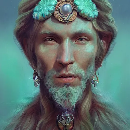 Prompt: druid portrait by Mandy Jurgens and Warhol, Ernst Haeckel, James Jean, artstation