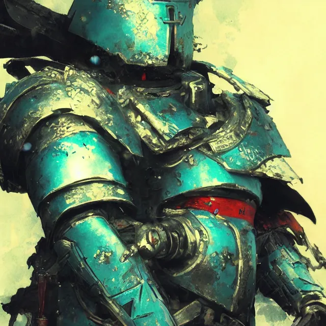 Prompt: lone samurai in cyan armor, art by yoshikita amano, ruan jia, yoji shinkawa, trending on artstation, very very detailed, beautiful, amazing quality, breathtaking artwork