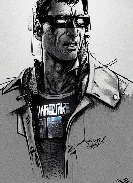 Prompt: cyberpunk policeman. portrait by stonehouse and mœbius and will eisner and gil elvgren and pixar. realistic proportions. cyberpunk 2 0 7 7, apex, blade runner 2 0 4 9 concept art. cel shading. attractive face. thick lines.