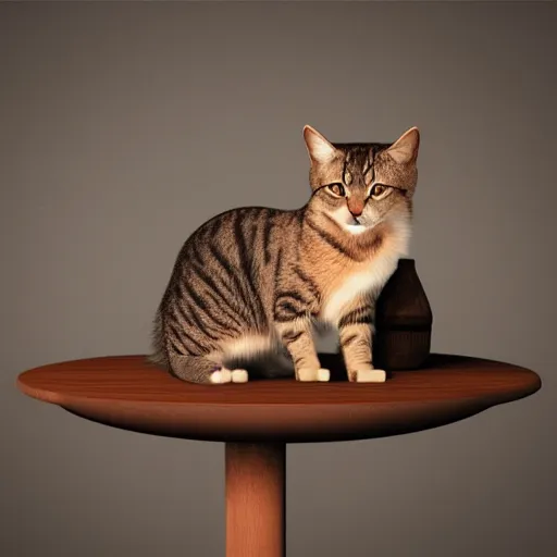 Prompt: cat on a table. octane render