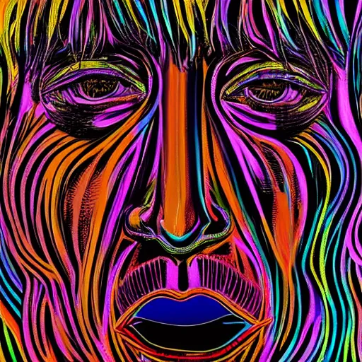 Prompt: An extremely psychedelic portrait of Andy Warhol, surreal, LSD, face, detailed, intricate, elegant, lithe, highly detailed, digital painting, artstation, concept art, smooth, sharp, magical, Occult, focus, illustration