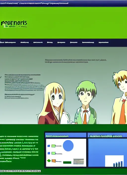 Image similar to website about sociology and statistics with ferns background in anime and windows 9 5 style