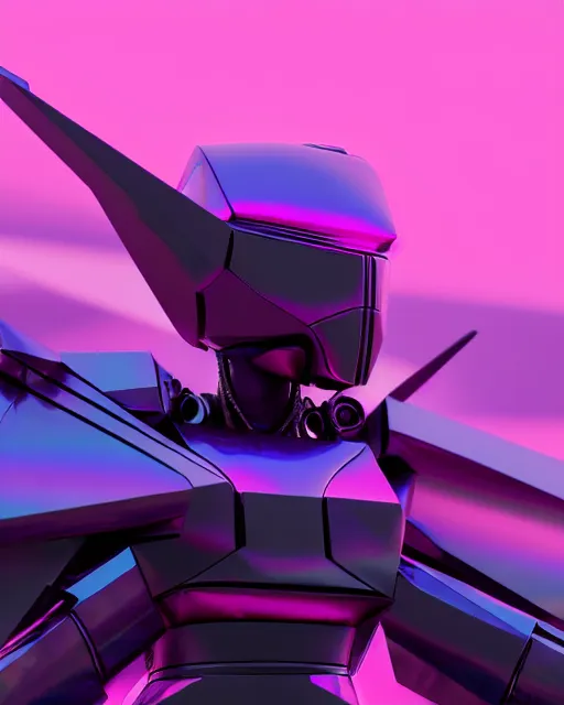 Image similar to hyperrealistic 3d render full mecha iridescent pink peace sign dramatic landscape concept art vray ute osterwald de chirico sharp cinematic very moody light 8k low angle shallow depth of field