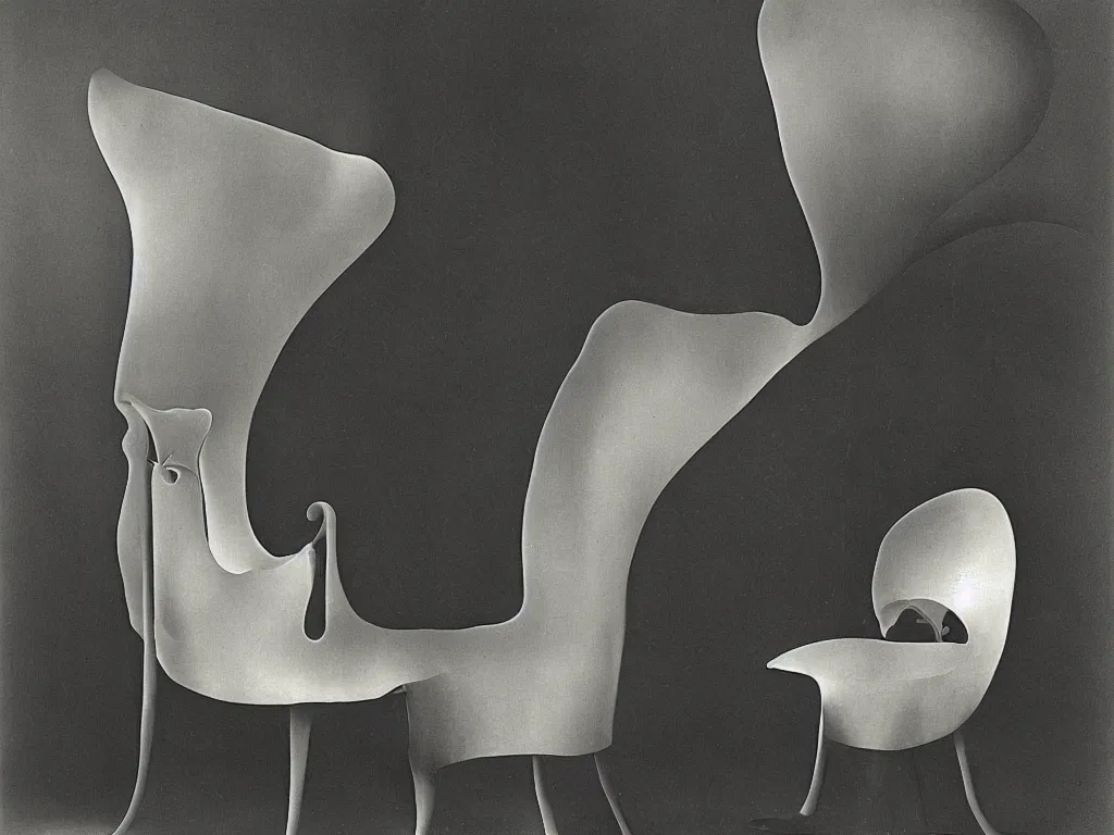 Image similar to luminescent gothic chair with ear. karl blossfeldt, agnes pelton, roger dean