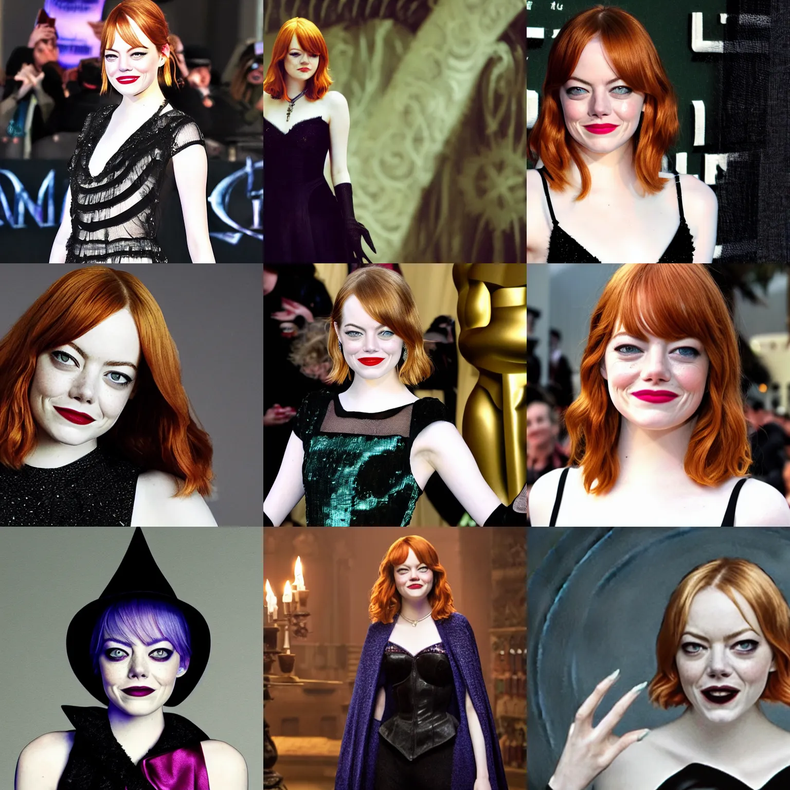Prompt: emma stone as an evil witch