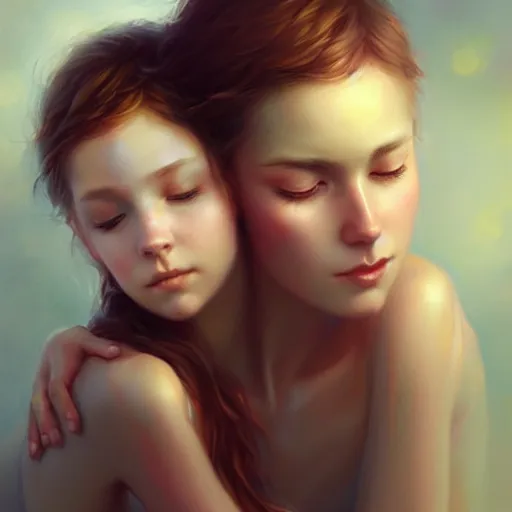 Image similar to love is patient love is kind, photorealistic oil painting by charlie bowater and mark blooms, wlop ; trending on artstation