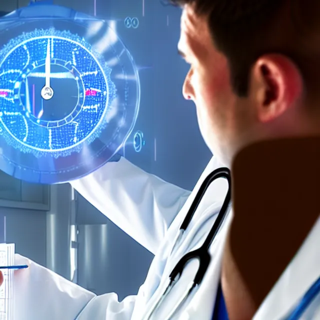 Prompt: a photo of a doctor diagnosing a patient temporal leakage temporal leakage temporal leakage, highly detailed, octane render by tomino sama