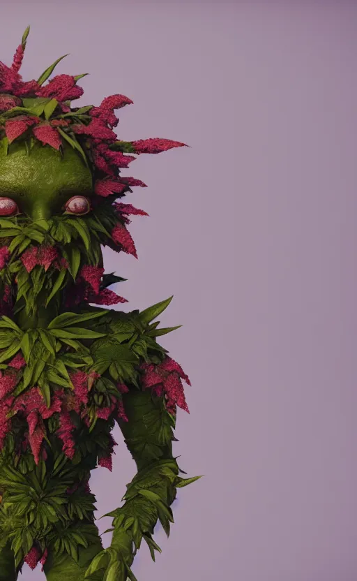 Image similar to a plant creature, foliage, plant filaments, flowers, humanoid shape, full body, photorealistic, 4 k, octane render, cinematic lighting, artistic photography, insanely detailed and intricate