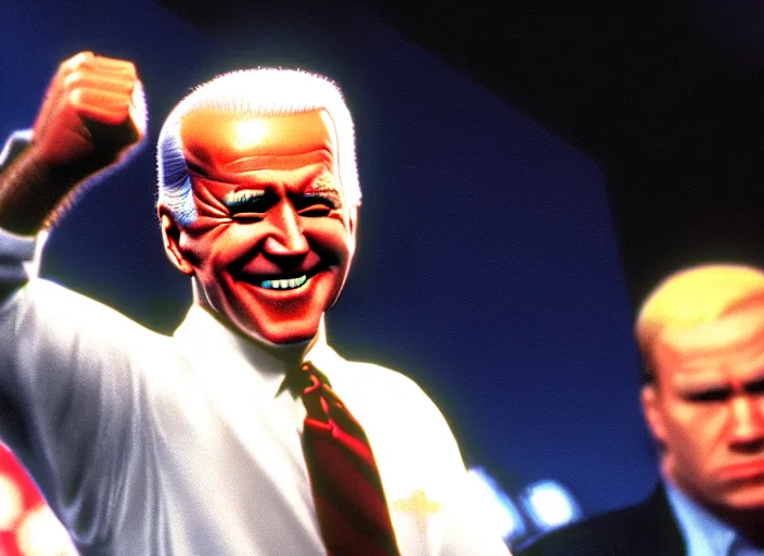 Image similar to joe biden fighting as a character in tekken 2