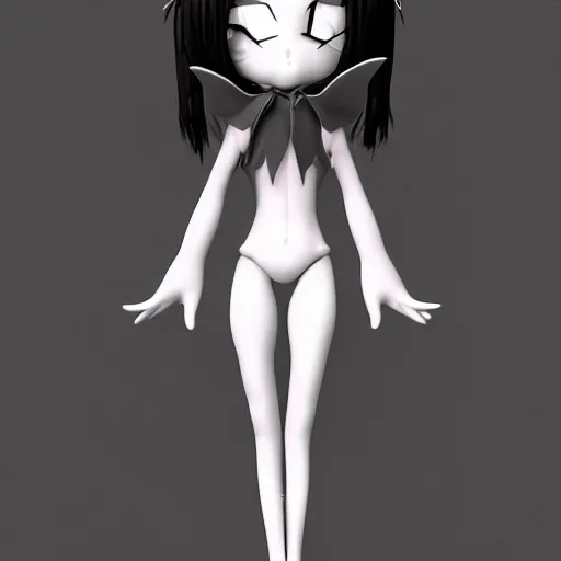 Prompt: cute fumo plush of a fallen angel girl who serves the unnamable ones, eldritch, vray render, black and white