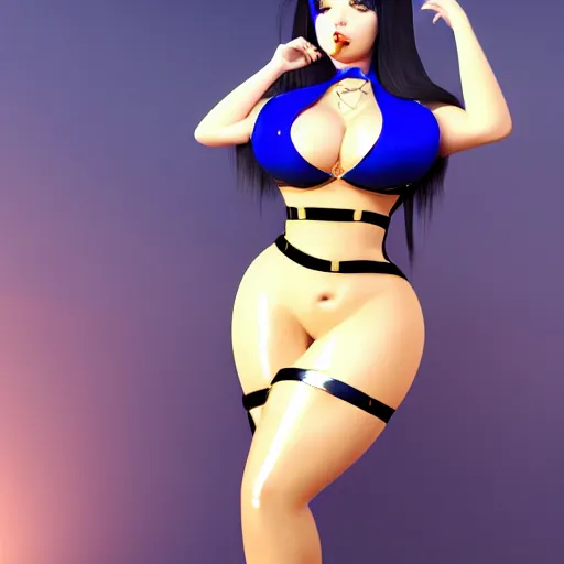 Prompt: curvy feminine hot goth cutie in a sublime elegant polished blue-gold latex neck-high gown with fishnet accents and polished latex stockings, thin waist, cgsociety, photorealistic, comfy ambience, idealistic, 16k, smooth, sharp focus, trending on ArtStation, volumetric lighting, fully clothed, worksafe