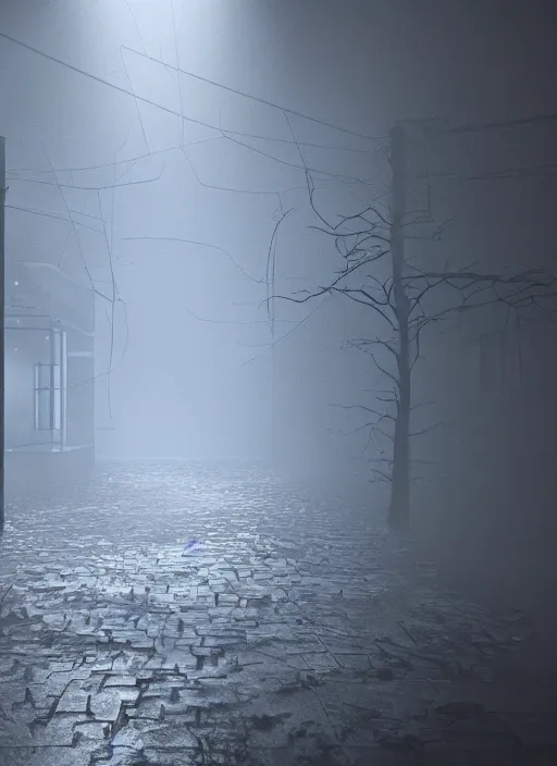 Image similar to A cinematic still from A Nightmare on Elm Street (1984), particles, volumetric light, hyperrealistic, ultradetailed, ominous, octane render, neon, fog