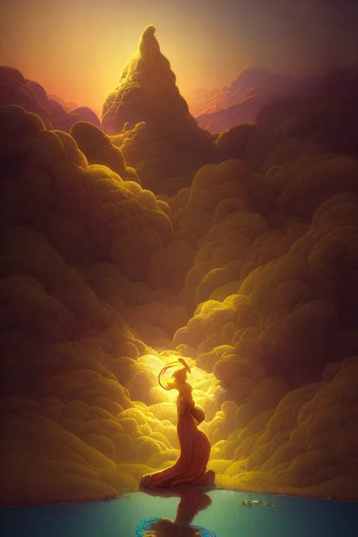 Image similar to the most wonderful dream you ever had, concept art, vivid color, complementary color, golden ratio, detailed, sharp lines, sharp focus, intricate, rainbowshift, by maxfield parrish, by peter mohrbacher, by gustave dore, by artgerm, deviantart, octane render