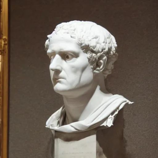 Image similar to julius cesar's bust wrapped in skin