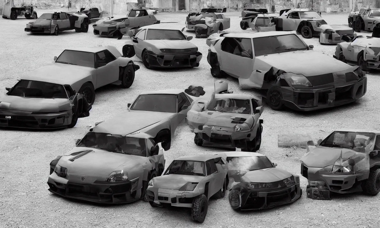 Image similar to a millitary vehicle made from lamborghini + r 3 4 + supra + benz + honda civic