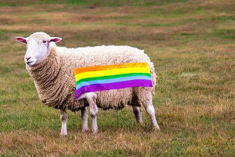 Image similar to a photo of a sheep in the color of the rainbow