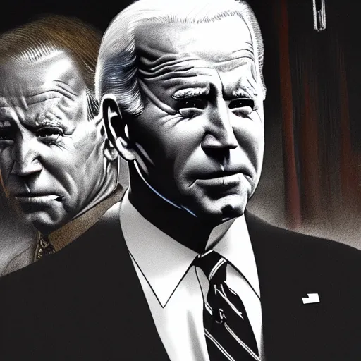 Image similar to joe biden being extremly scary, dramatic lighting, cinematic, establishing shot, extremly high detail, photorealistic, cinematic lighting, artstation, style by James Gurney