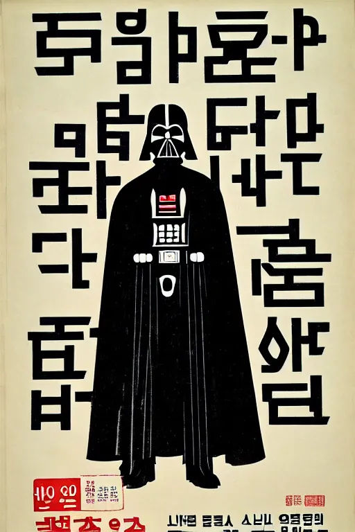 Image similar to korean propaganda poster for darth vader