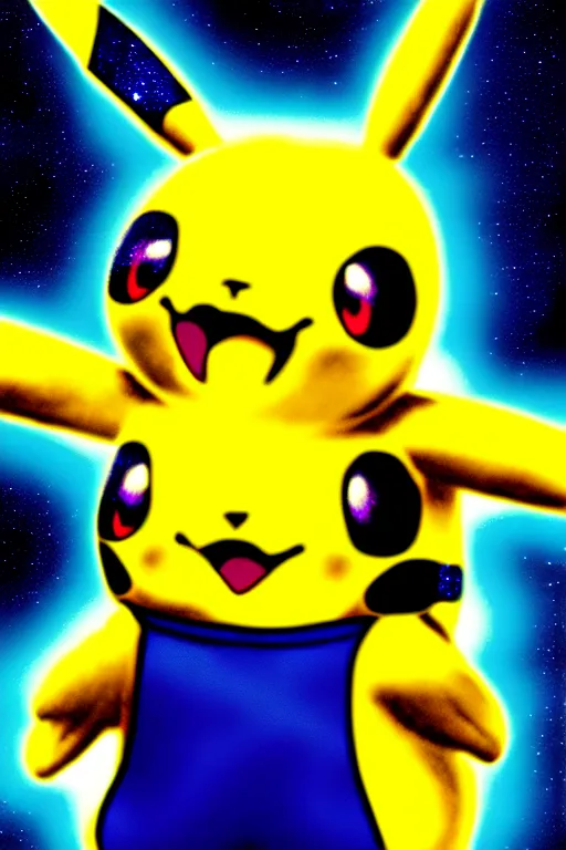 Image similar to galaxy colored pokemon of a space colored pikachu, beautiful detailed realistic cinematic character concept fashion portrait, gonzalez, 8 k