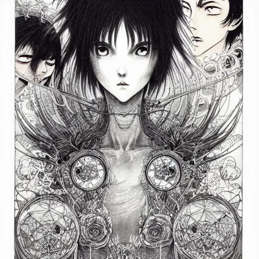 Image similar to prompt: Fragile looking vessel portrait soft light drawn by Vania Zouravliov, inspired by Akira 1988 anime, ancient crown, magical and alchemical weapons, soft light, white background, intricate detail, intricate ink painting detail, sharp high detail, manga and anime 2000