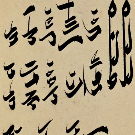 Image similar to poem written in arabic chinese script