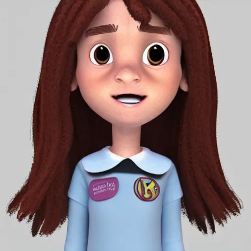 Prompt: Hermione Granger in pixar style. 3D rendering raytraced pixar disney cute still cinematic