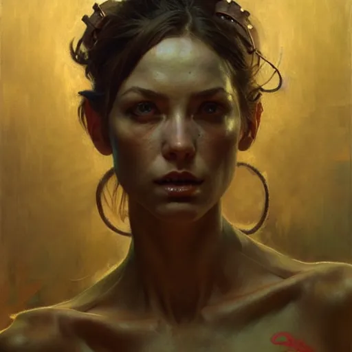 Image similar to highly detailed portrait of a fallout 5 female protagonist. art by donato giancola, eugene delacroix, ruan jia, carl larsson, peter mohrbacher. trending on artstation, intricate details, energetic composition, golden ratio, concept art, illustration, elegant art, global illumination