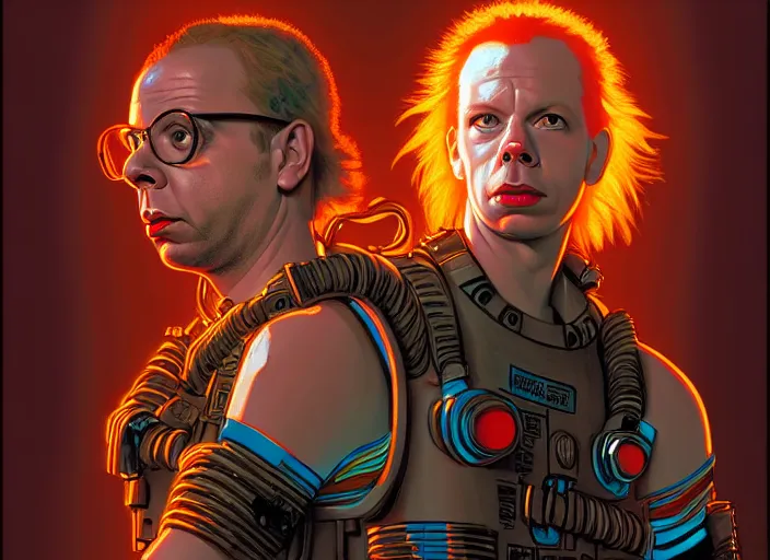 Image similar to young rick moranis in the fifth element, far future, highly detailed, trending on artstation, intricate, cinematic composition, by rutkowski