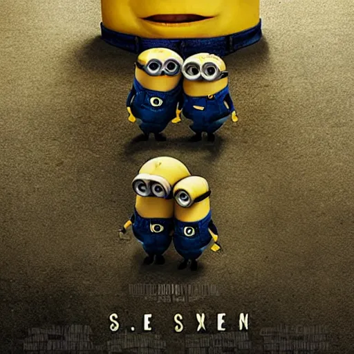 Image similar to the movie se7en!!!!!!!!! starring minions, movie still, directed by David fincher