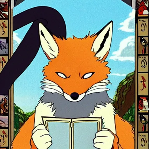 Image similar to the scene where a fox reads tarot cards in studio ghibli's spirited away