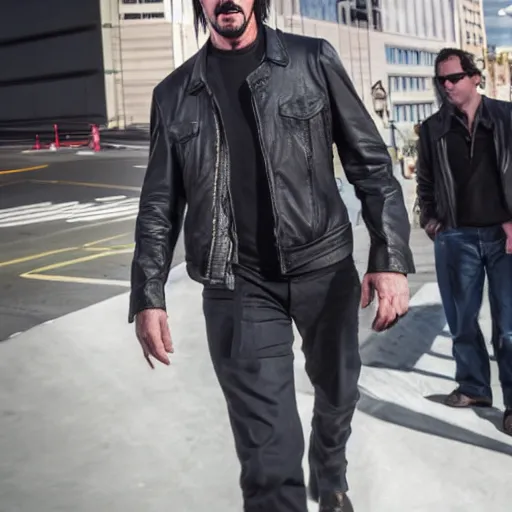 Image similar to ten keanu reeves standing in a row, highly detailed, extremely high quality, hd, 4 k, 8 k, professional photographer, 4 0 mp, lifelike, top - rated, award winning, realistic, detailed lighting, detailed shadows, sharp, no blur, edited, corrected, trending