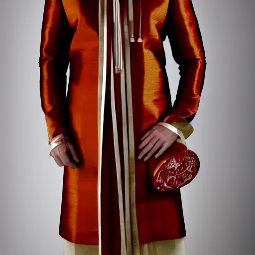 Prompt: a faceless man wearing a traditional indian suit