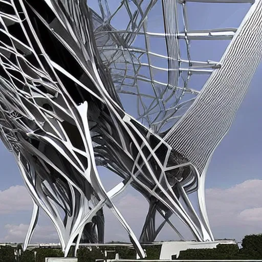 Prompt: alternative eiffel tower structure by architect zaha hadid