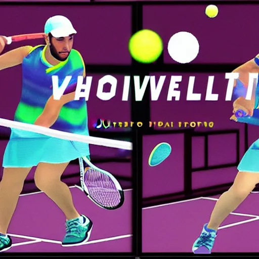 Image similar to vaporwave tennis ad