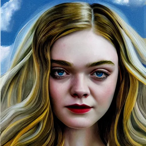 Prompt: professional painting of Elle Fanning in the style of Mark Brooks, head and shoulders portrait, symmetrical facial features, smooth, sharp focus, illustration, intricate, stormy weather, extremely detailed masterpiece,