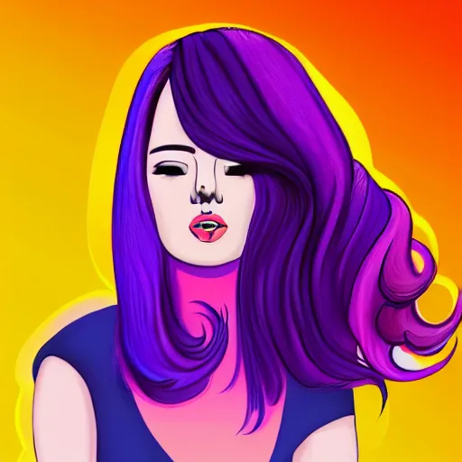 Prompt: Beautiful woman with gorgeous flowing purple ombré hair, with a bob cut, in the style of Toca Boca, studio lighting, trending on artstation, 4k, 8k