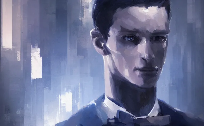 Image similar to A painting of Connor the Android sent by Cyberlife trending on artstation in the style of Greg Rutkowski