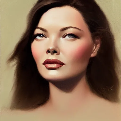 Image similar to young beautiful Gene Tierney color studio publicity photo , tight face shot portrait, highly detailed, digital painting, artstation, concept art, illustration, art , by Jeremy Lipking