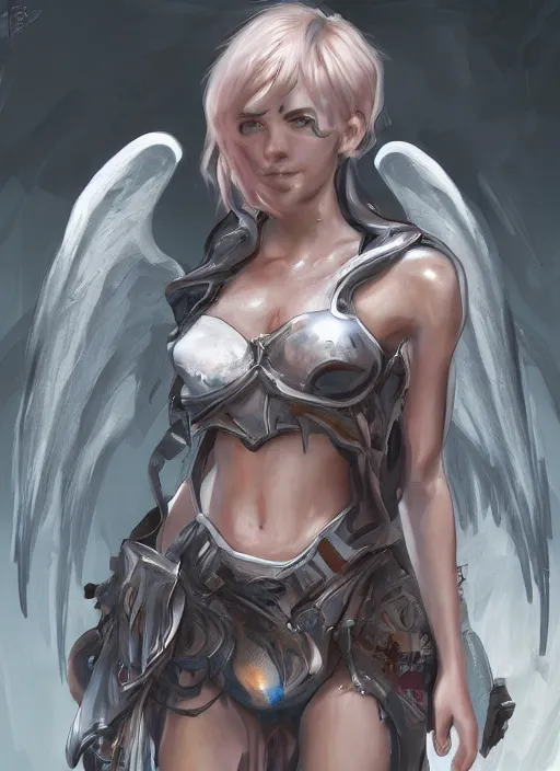 Image similar to concept art. angel girl. artstation trending. highly detailed