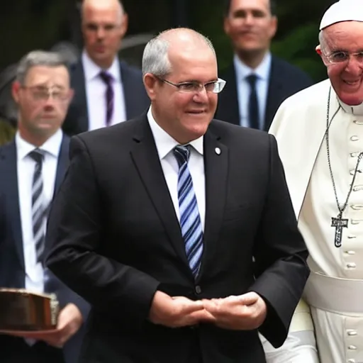 Image similar to scott morrison dressed as the pope