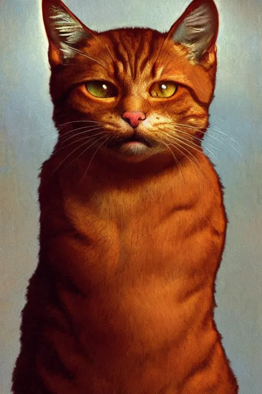 Prompt: medium - shot, moody reddish cat yawning, symmetrical, cinematic lighting, highly detailed, digital art, oil painting, highly detailed, sharp focus, matte painting, masterpiece, renaissance painting, by kinkade, by alphonse mucha, by leyendecker, by vermeer,