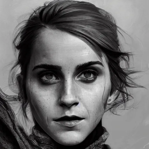 Image similar to Very funny Emma Watson looking like an old monkey, colorful painting on grey scale face, powerful , magic, thunders, dramatic lighting, intricate, wild, highly detailed, digital painting, artstation, concept art, smooth, sharp focus, illustration, art by artgerm and greg rutkowski and alphonse mucha, footage