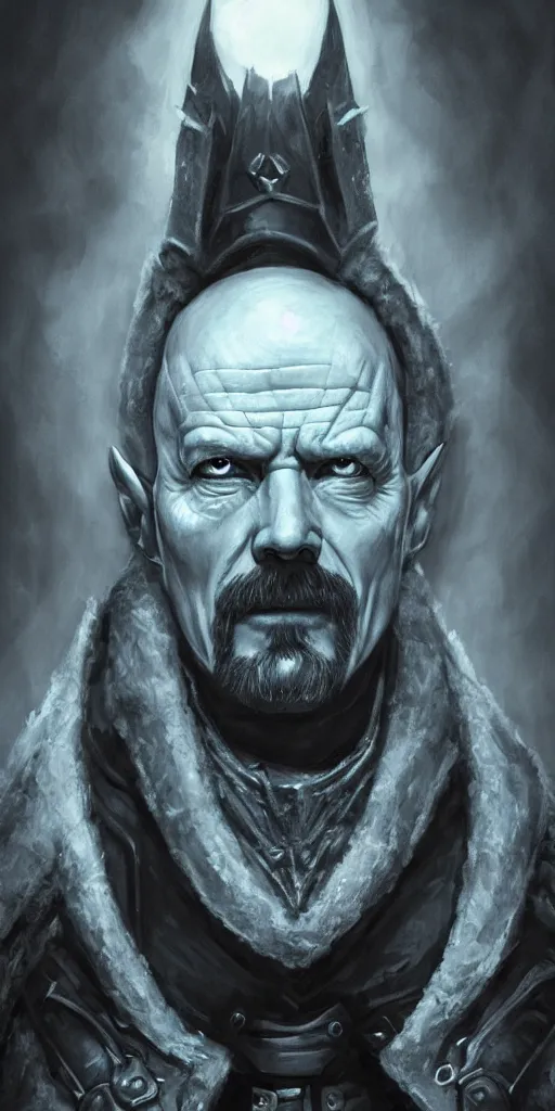 Prompt: walter white as the lich king, portrait