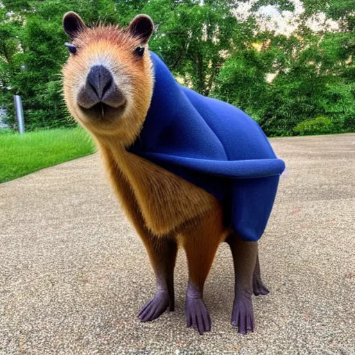 Image similar to capybara wearing a suit, full body, facing camera, centered, high quality art