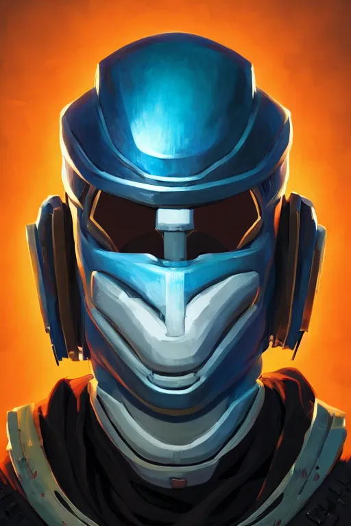 Image similar to epic mask helmet robot ninja portrait stylized as fornite style game design fanart by concept artist gervasio canda, behance hd by jesper ejsing, by rhads, makoto shinkai and lois van baarle, ilya kuvshinov, rossdraws global illumination radiating a glowing aura global illumination ray tracing hdr render in unreal engine 5