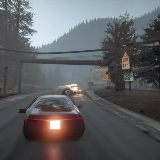 Prompt: forza horizon 5 in silent hill streets